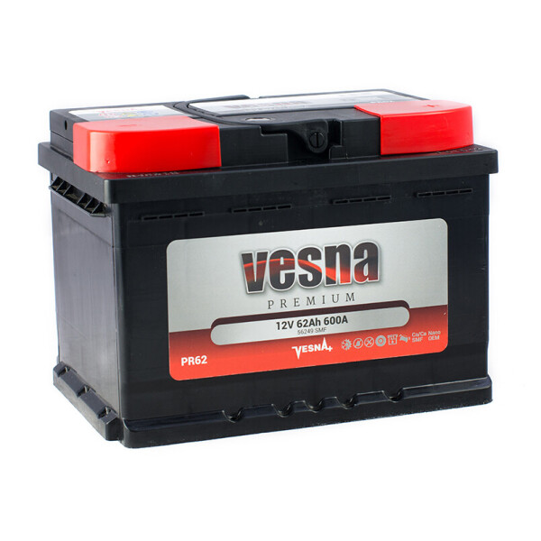 

Акумулятор Vesna Premium 62 Ah/12V [- +]
