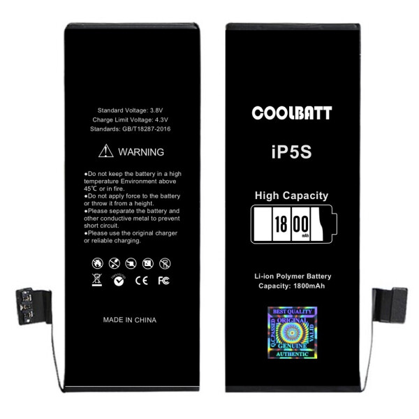 

Батарея CoolBatt для iPhone 5S (усиленная) 1800mAh