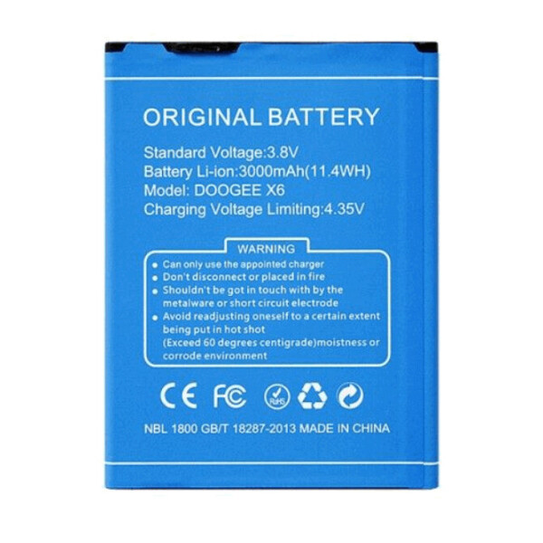 

Батарея Doogee X6/X6S/X6 Pro (BAT17403000) 3000mAh (BAT16403000)