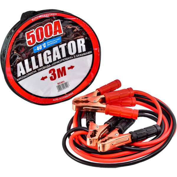 

Провода-прикурювачі Alligator 500А, 3м