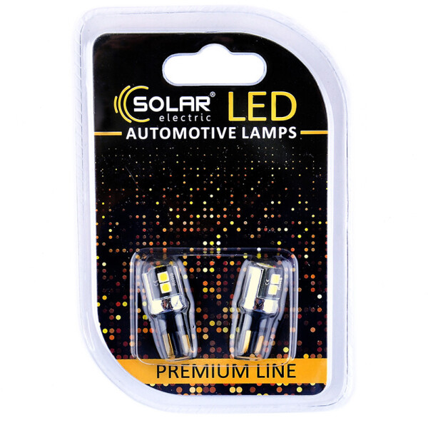 

LED автолампа Solar 12V T10 W2.1x9.5d 6SMD white, 2шт