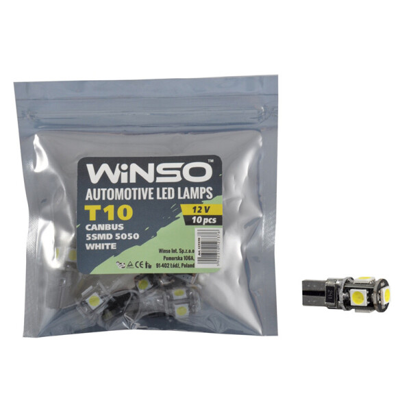 

LED автолампа Winso 12V SMD T10 W2.1x9.5d Canbus