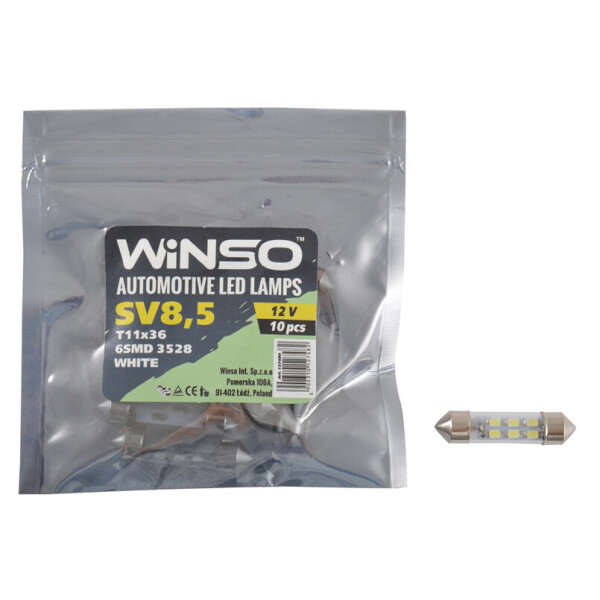 

LED автолампа Winso 12V SMD SV8.5 T11x36