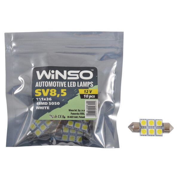 

LED автолампа Winso 12V SMD SV8.5 T11x36