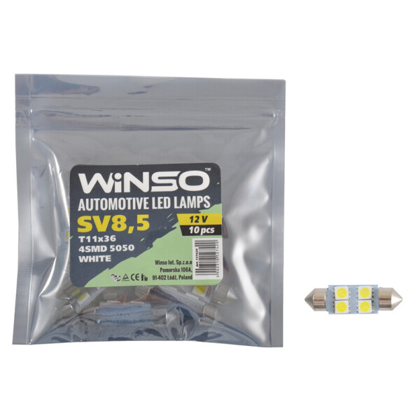 

LED автолампа Winso 12V SMD SV8.5 T11x36