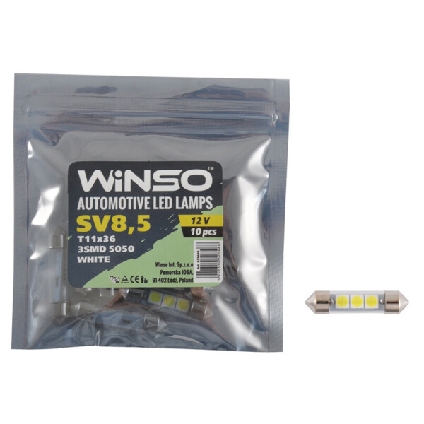 

LED автолампа Winso 12V SMD SV8.5 T11x36