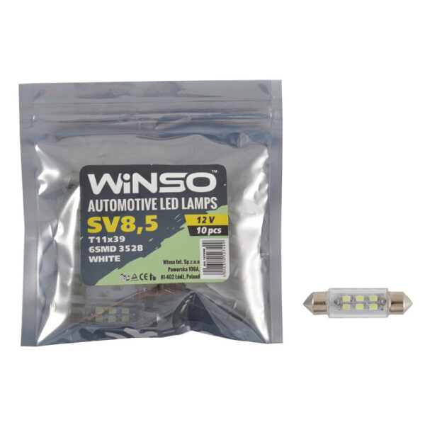 

LED автолампа Winso 12V SMD SV8.5 T11x39
