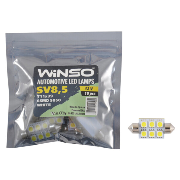 

LED автолампа Winso 12V SMD SV8.5 T11x39