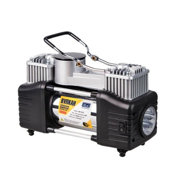 

Компрессор автомобильный "Вулкан" КА-В12122 150psi / 25Amp / 90л / клеммы / шланг 7,5м с дефлятором / лixтар / 2 цилиндра