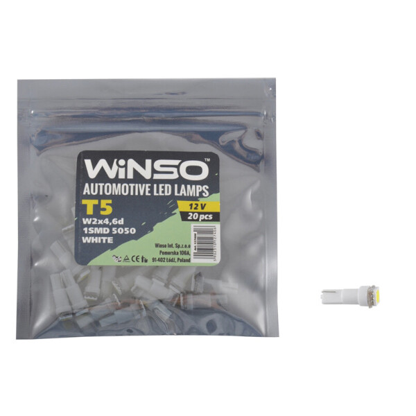 

LED автолампа Winso 12V SMD T5 W2x4.6d