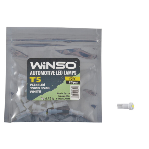 

LED автолампа Winso 12V SMD T5 W2x4.6d
