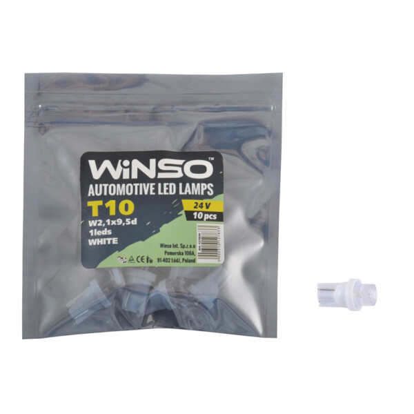 

LED автолампа Winso 24V FLUX T10 W2.1x9.5d