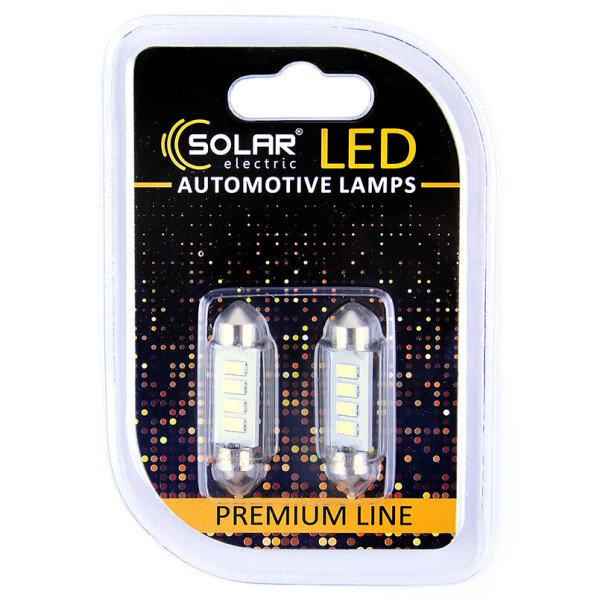 

LED автолампа Solar 12V SV8.5 T11x39 4SMD white, 2шт