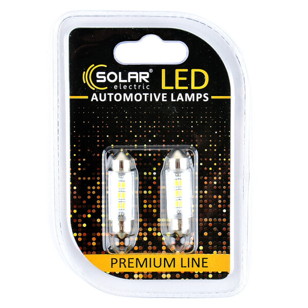 

LED автолампа Solar 24V SV8.5 T11x39 6SMD white, 2шт