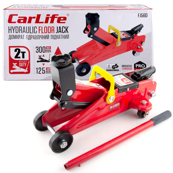 

Домкрат подкатной CarLife 2т 125-300мм FJ560
