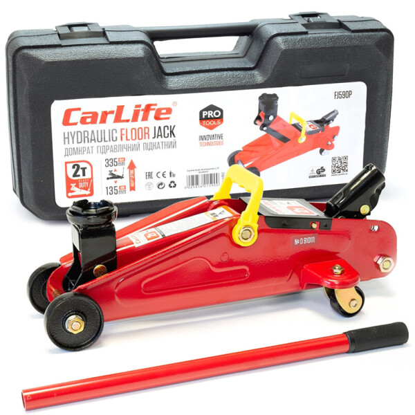

Домкрат подкатной CarLife 2т 135-335мм в кейсе FJ590P