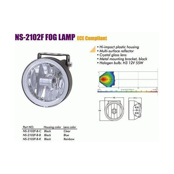 

Фары дополнительные NS-2102 F-B-C H3 / 12 В / 55W / D = 100mm