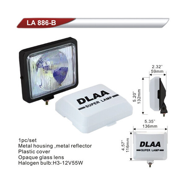 

Автофара DLAA 886B-RY/H3-12V-55W/136 * 116mm/крышка