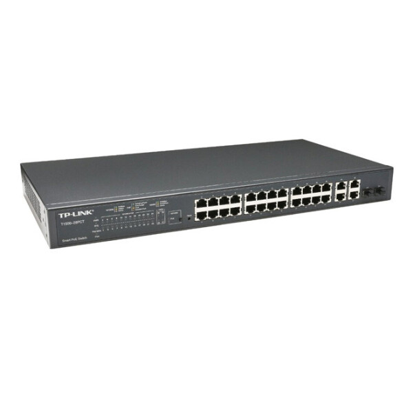 

Коммутатор TP-LINK T1500-28PCT (TL-SL2428P) 24xFE/PoE 180W, 4x1GE, JetStream