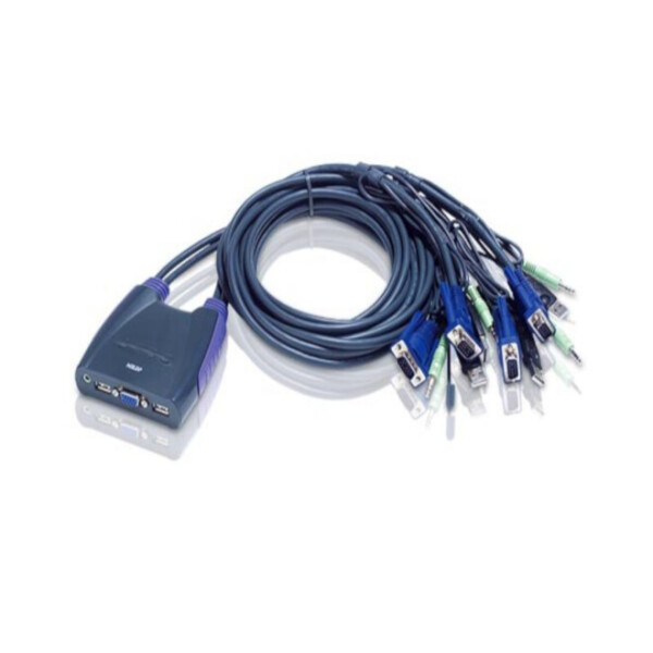 

CS64US 4-портовый мини USB KVM переключатель со встроенными кабелями 0,9 и 1,2м , ATEN