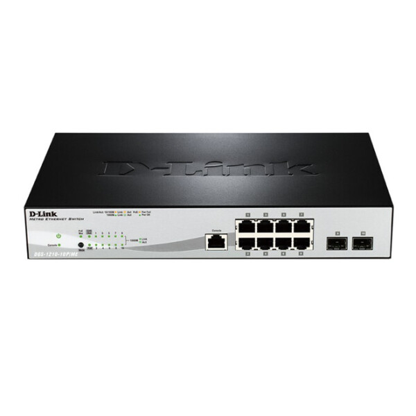 

Коммутатор D-Link DGS-1210-10P/ME 8x1GE PoE, 2xSFP(1G), Metro Ethernet