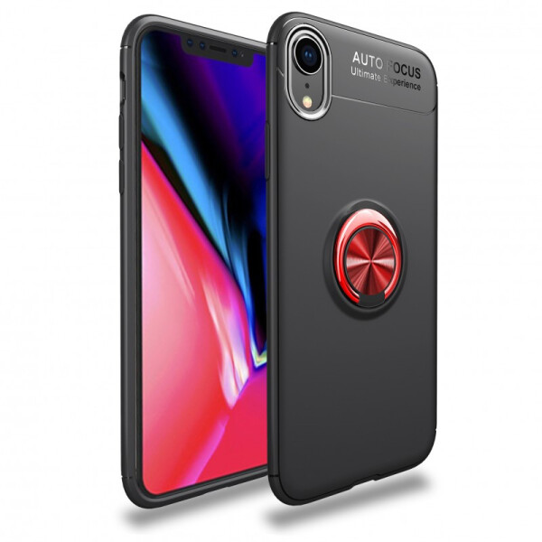 

TPU чехол Deen ColorRing под магнитный держатель для Apple iPhone XR (6.1) Черный / Красный (94980)