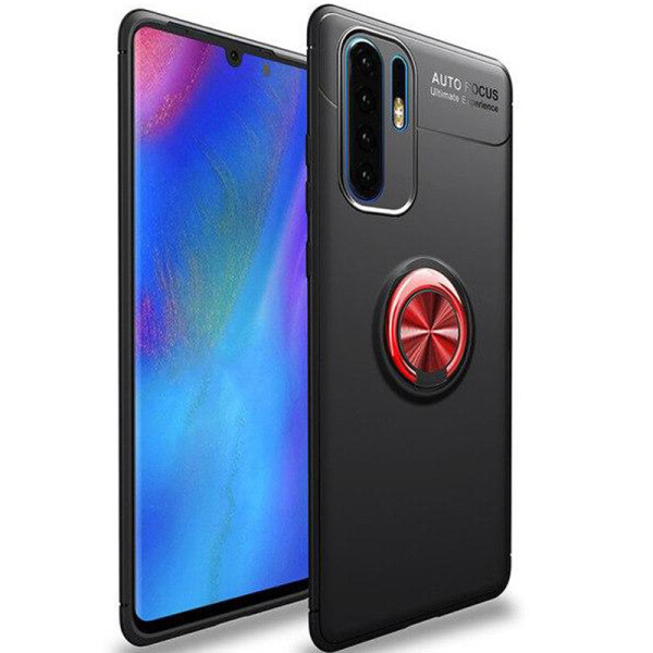 

TPU чехол Deen ColorRing под магнитный держатель для Huawei P30 Pro Черный / Красный (100437)