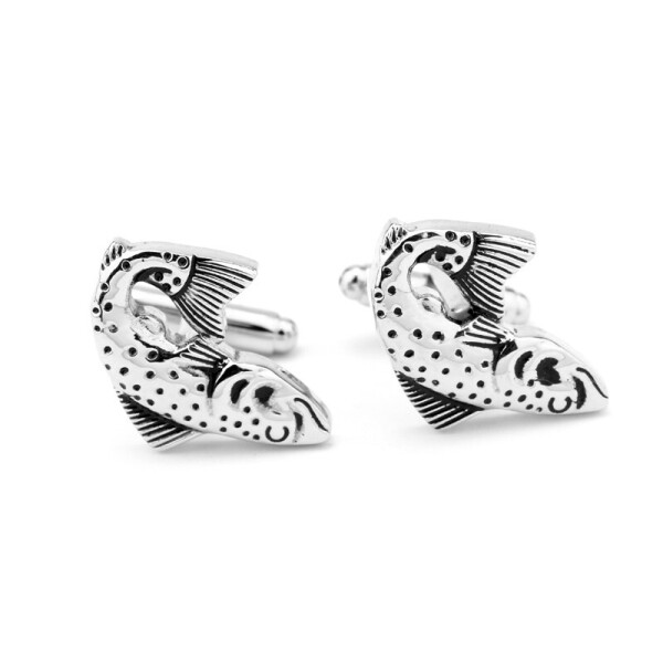 

Запонки Bow Tie House с рыбками Vintage Antique Silver Fish 06489
