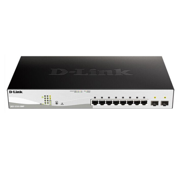 

Коммутатор D-Link DGS-1210-10MP 8x1GE PoE, 2x1GE SFP, PoE 30Вт/порт, бюджет 130Вт