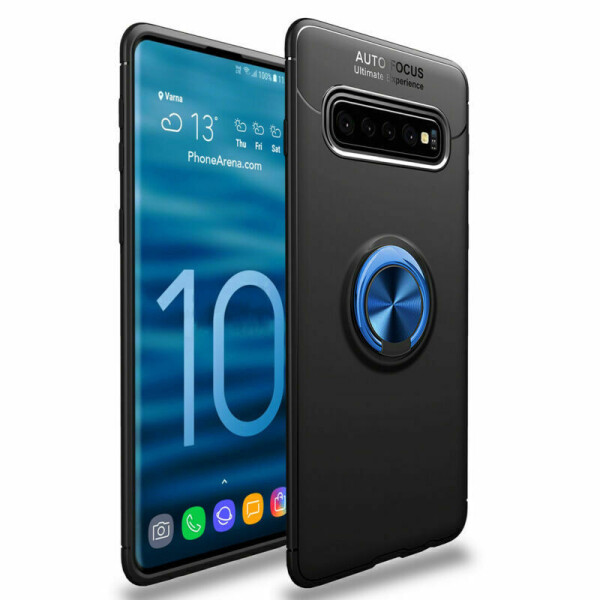 

TPU чехол Deen ColorRing под магнитный держатель для Samsung Galaxy S10 Черный / Синий (100443)
