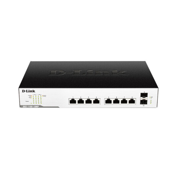 

Коммутатор D-Link DGS-1100-10MP 8x1GE w/PoE 2xSFP/1G, PoE 130Вт, EasySmart