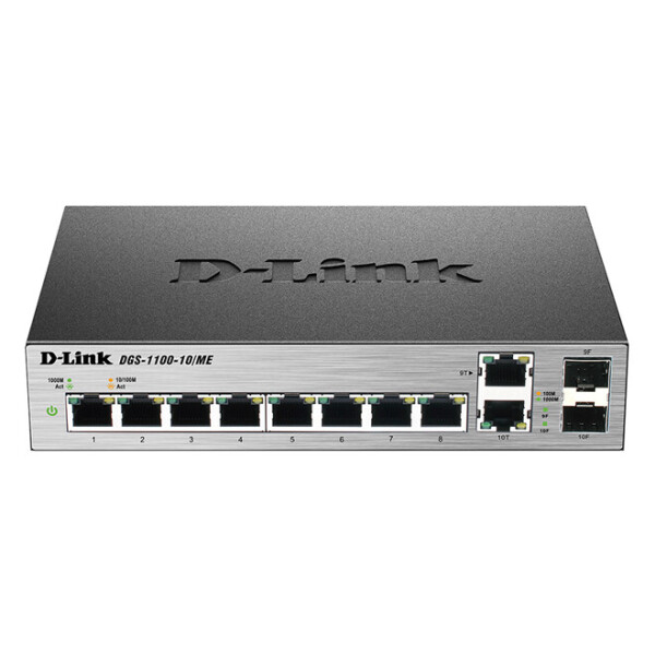 

Коммутатор D-Link DGS-1100-10/ME 8x1GE, 2xSFP/1GE (combo) MetroEthernet Smart