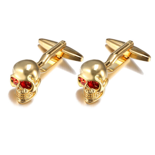 

Запонки Bow Tie House c черепом золотистые red eyes skull 10012
