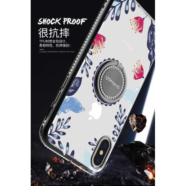 

TPU чехол Shengo со стразами и кольцом-держателем для Apple iPhone XS Max (6.5) Черный (104509)