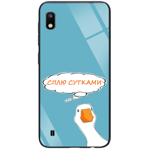 

TPU+Glass чехол ForFun для Samsung Galaxy A10 (A105F) Сплю сутками / Голубой (109099)