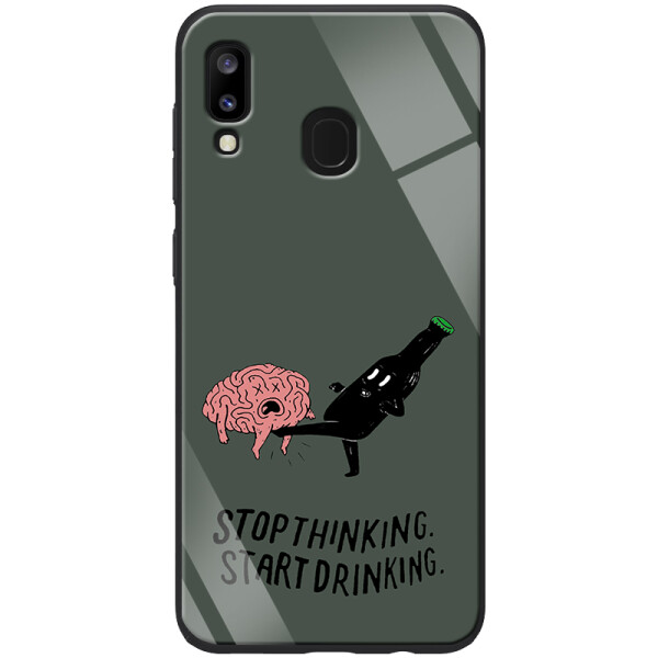 

TPU+Glass чехол ForFun для Samsung Galaxy A20 (A205F) Stopthinking / Серый (109101)
