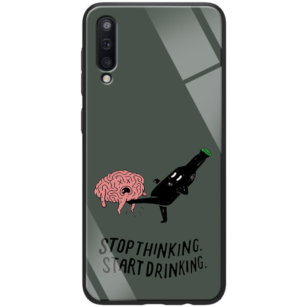 

TPU+Glass чехол ForFun для Samsung Galaxy A70 (A705F) Stopthinking / Серый (109123)