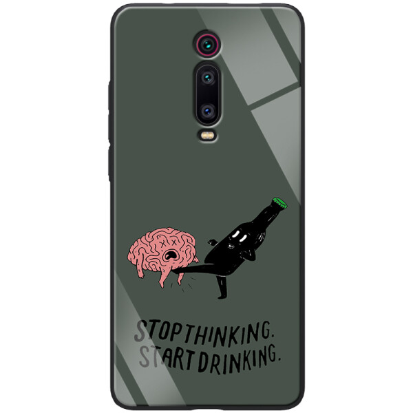 

TPU+Glass чехол ForFun для Xiaomi Mi 9T Pro Stopthinking / Серый (109167)