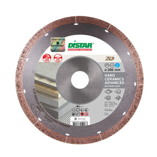 

Круг алмазный отрезной Distar 1A1R 200x1,3x10x25,4 Hard ceramics Advanced (11120349015)