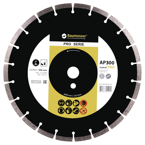 

Круг алмазный отрезной Baumesser 1A1RSS/C3-H 300x3,0/2,0x10x25,4-22 F4 Asphalt Pro (94320005022)