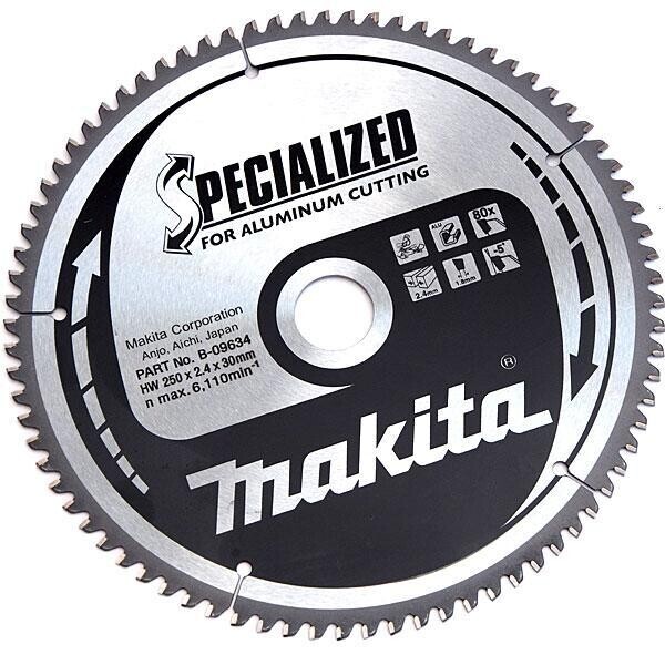 

Пильный диск Makita для алюминия 250 мм 80 зубьев (B-09634)