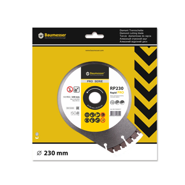 

Круг алмазный отрезной Baumesser 1A1RSS/C3-H 230x2,4/1,5x10x22,23-16 Rapid PRO (94315080017)
