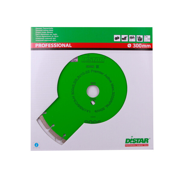 

Круг алмазный отрезной Distar 1A1RSS/C3-H 300x3,0/2,0x10x32-22 Premier Active (14327060022)