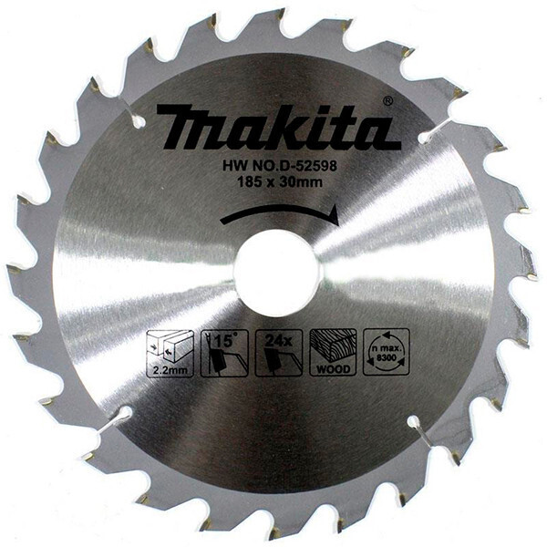 

Пильный диск Makita ТСТ по дереву 185x30мм x 24 зуба (D-52598)