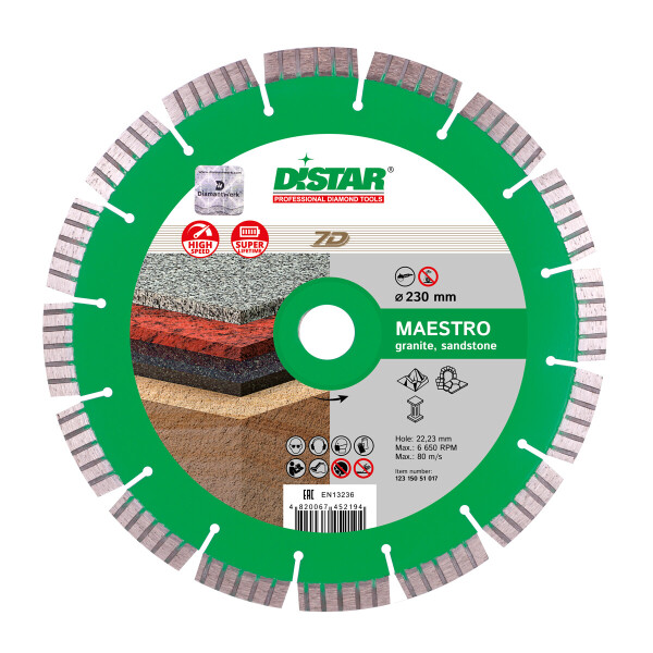 

Круг алмазный отрезной Distar 1A1RSS/C3-W 230x2,6/1,8x12x22,23-16 Maestro (12315051017)