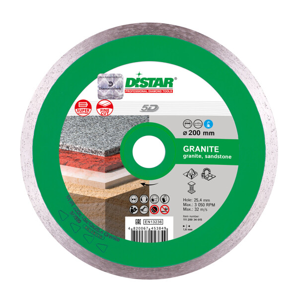 

Круг алмазный отрезной Distar 1A1R 200x1,6x10x25,4 Granite (11120034015)