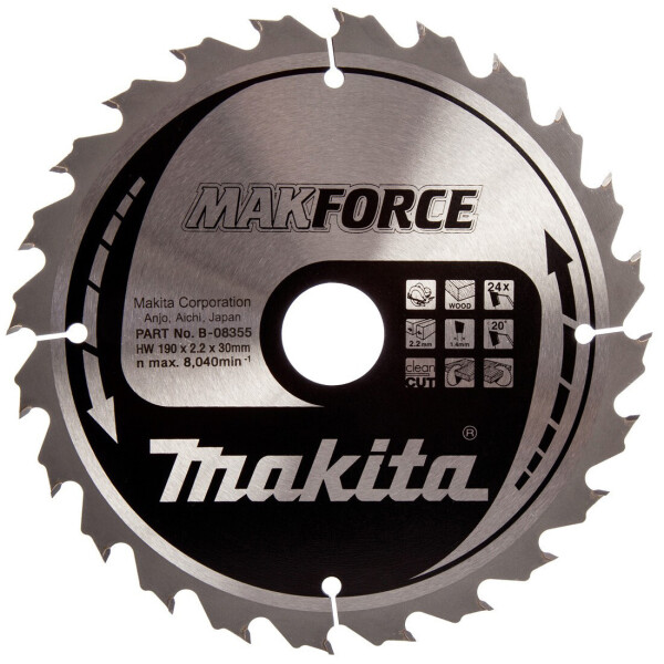

Пильный диск Makita MAKForce 190x30 мм 24Т (B-08355)