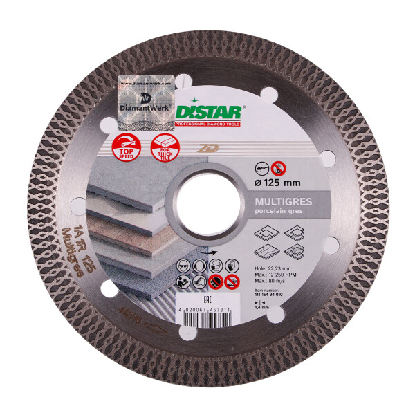 

Круг алмазный отрезной Distar 1A1R 125x1,4x10x22,23 Multigres (11115494010)