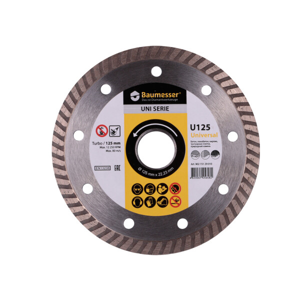 

Круг алмазный отрезной Baumesser 1A1R Turbo 125x1,8x8x22,23 Universal (90215129010)