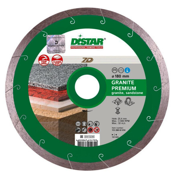 

Круг алмазный отрезной Distar 1A1R 200x1,8x10x25,4 Granite Premium (11320061015)